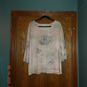 Women's XCIT Multi Colored Embellished V Neck Top